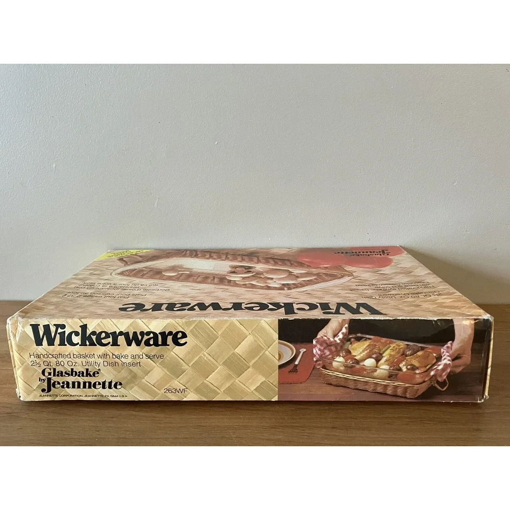 Glasbake vintage wickerware